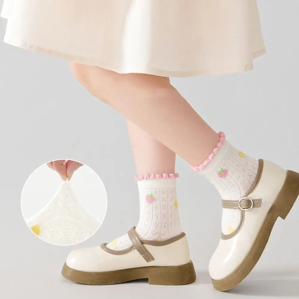 

5Pairs Kawaii Ruffle Baby Cotton Socks Breathable Cute Toddle Short Tube Socks Autumn Spring Mid-calf Newborn Socks Children