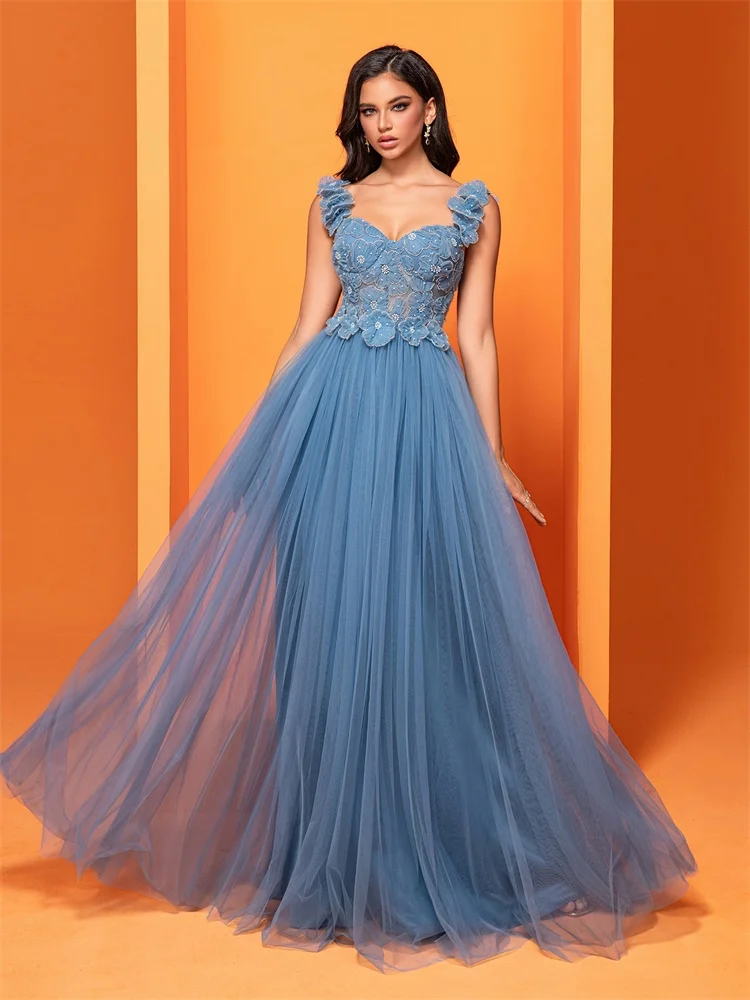 

Lucyinlove Elegant Sexy Backless Blue Tulle Bridesmaid Dress Luxury Long Women Wedding Party Prom Cocktail Dresses Gowns