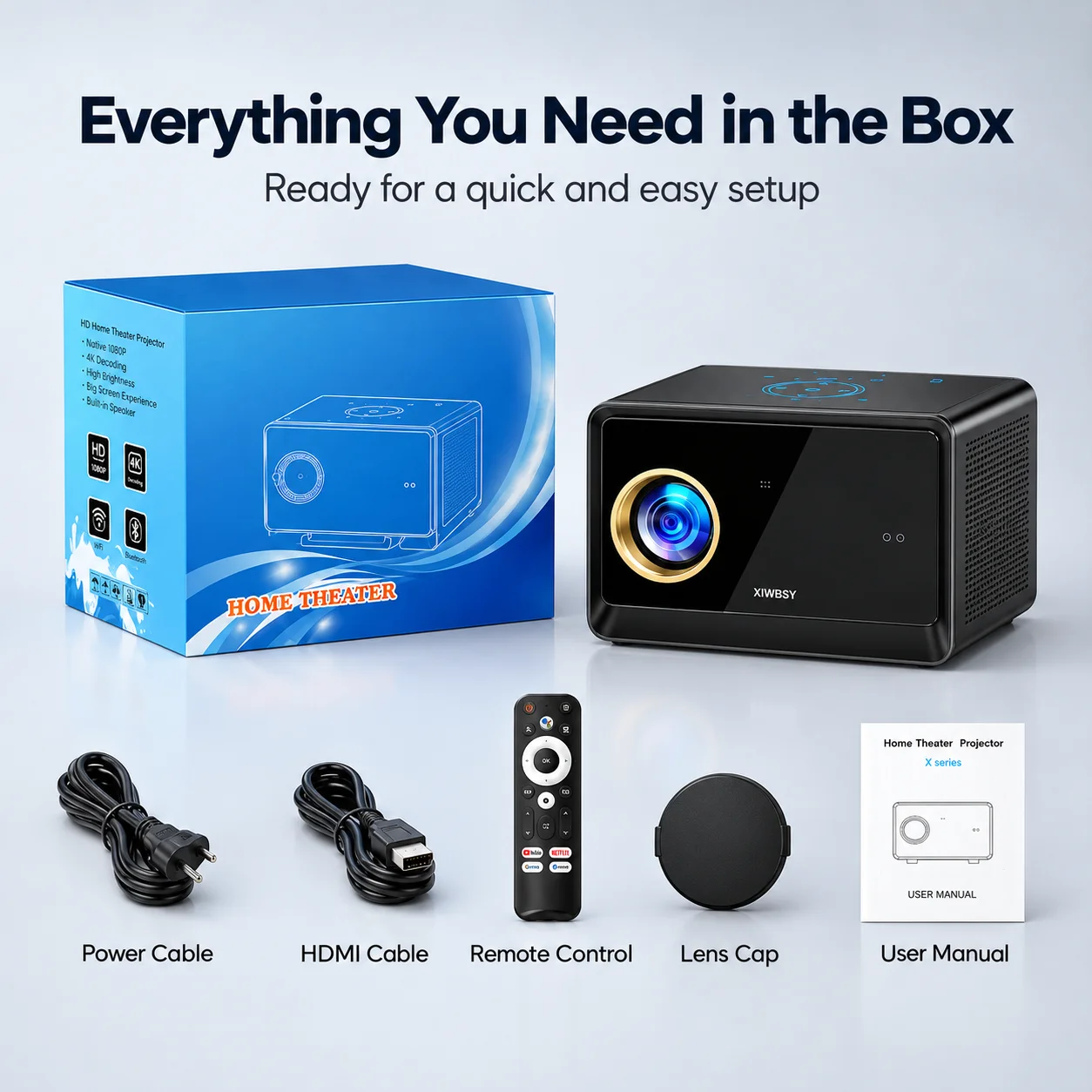 XIWBSY Google TV Projector 4K 4000 ANSI LED