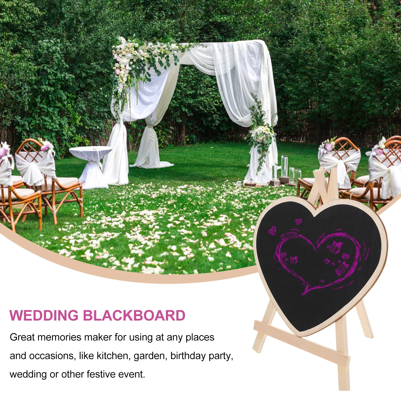 

5Pcs Mini Wooden Message Blackboard Reusable Chalkboard with Stand Wedding Party Kitchen Home Decoration Wedding Blackboard