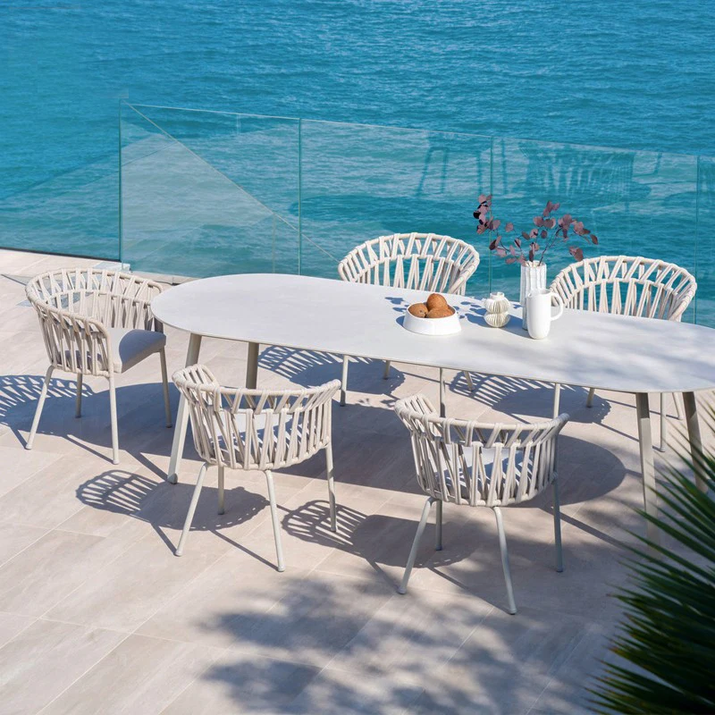 Outdoor rattan chair dining table and chair Nordic creative garden terrace outdoor waterproof balcony sun room rock plate