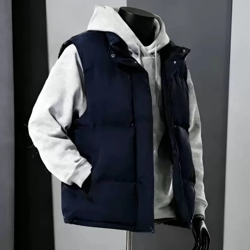 Vest Jackets for Man Sporty Simple Quilted Warm Stand Collar Thickened Windproof Waistcoat Sleeveless Jacket Winter Outerwear