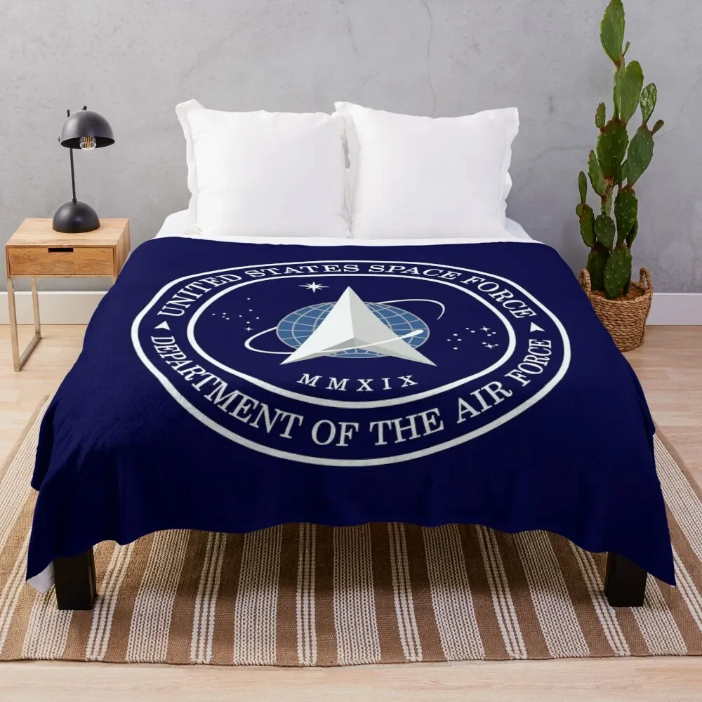 

United States Space Force USSF Official Logo Emblem Throw Blanket Fluffy Shaggy Blankets For Sofas Plaid on the sofa Blankets