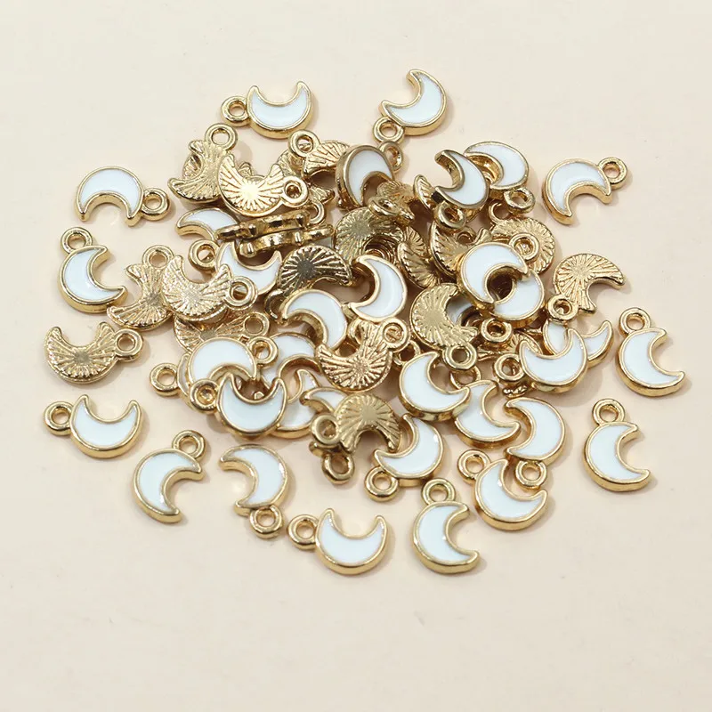 100Pcs 8x5mm Small Alloy Moon Charms Pendants Multi Colors For DIY Bracelet Necklaces Jewelry Making Accessories