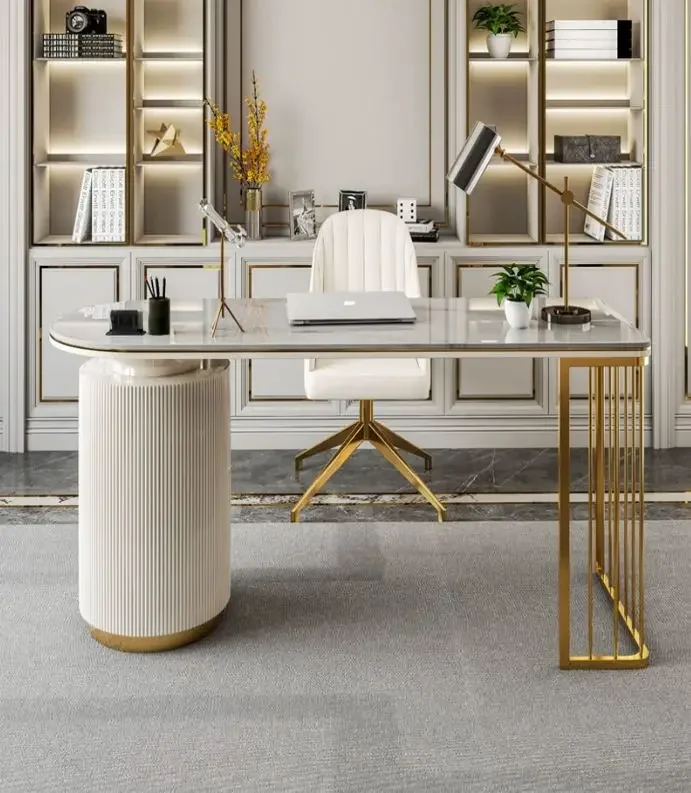 

# Modern Marble Table Office Desk Furniture With Drawer Marble Table Boss Desk Cabinet Home Office Desk