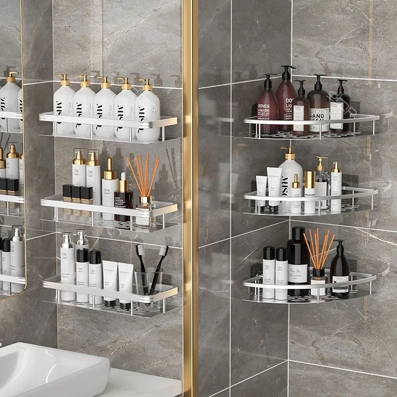 2025 New Bathroom Shelf Aluminum Alloy Shampoo Rack Makeup Storage Organizer Shower Shelf Bathroom No Drill Wall Corner Shelf