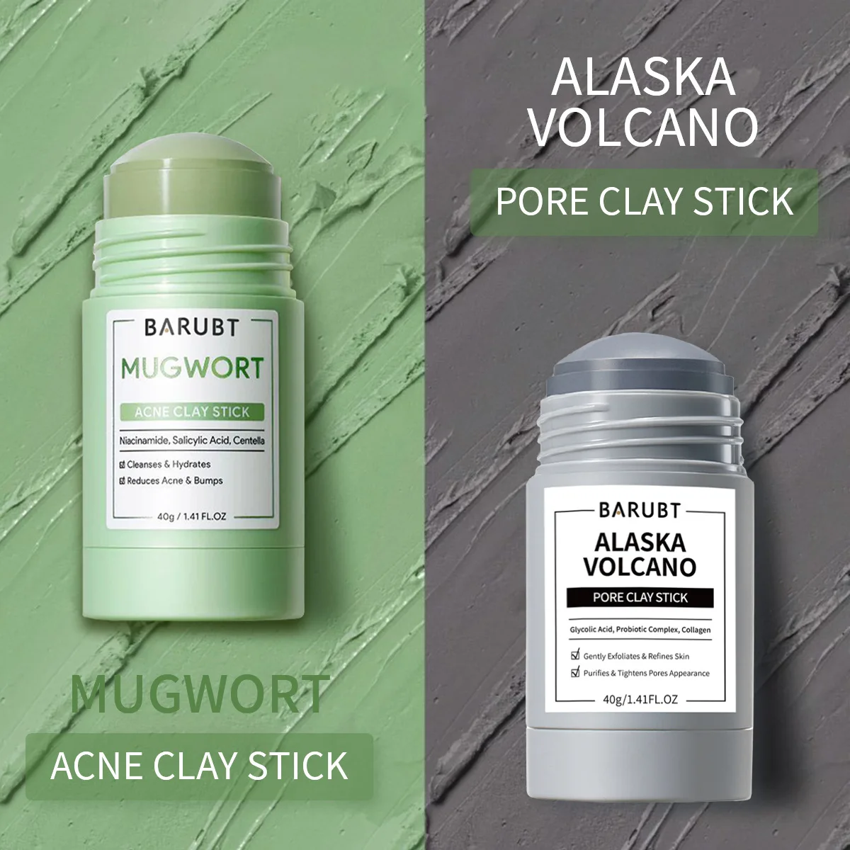 Pore Shrinking Moisturising Mud Masque Deep Cleaning Oil-Control Blackheads Removal Mugwort Clay Mask Stick For Acnes Prone Skin