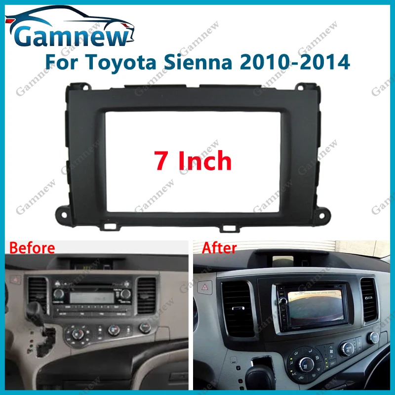

7 inch 2DIN Car Fascia Radio Panel For Toyota Sienna 2010-2014 Frame Kit Install Facia Face Plate