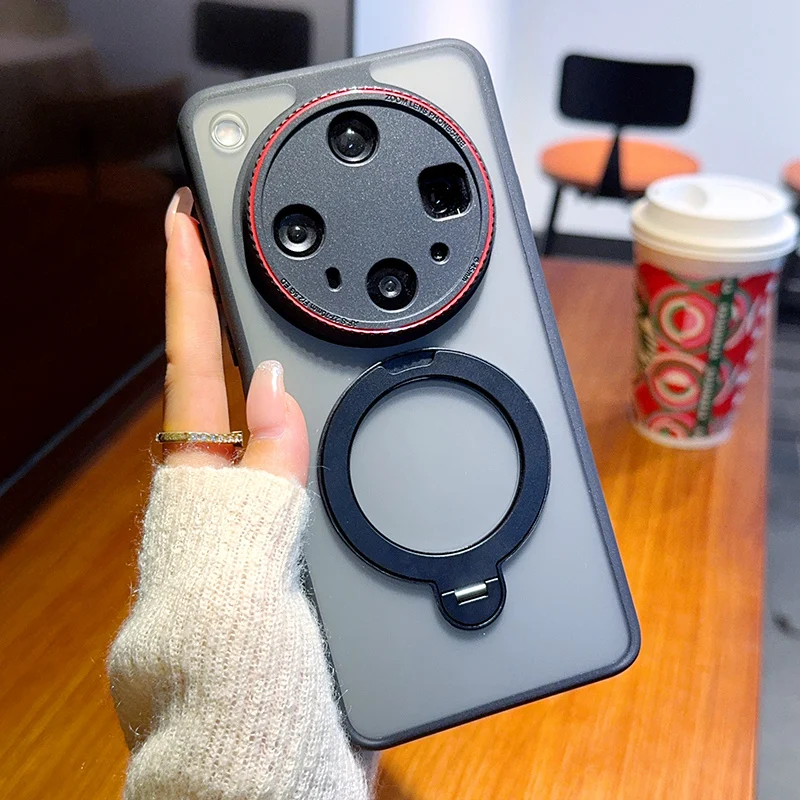 For OPPO Find X8 Ultra Case Hard Transparent Matte Shockproof Ring Stand Protective Back Cover Case For Find X8S+ X8 Pro Shell