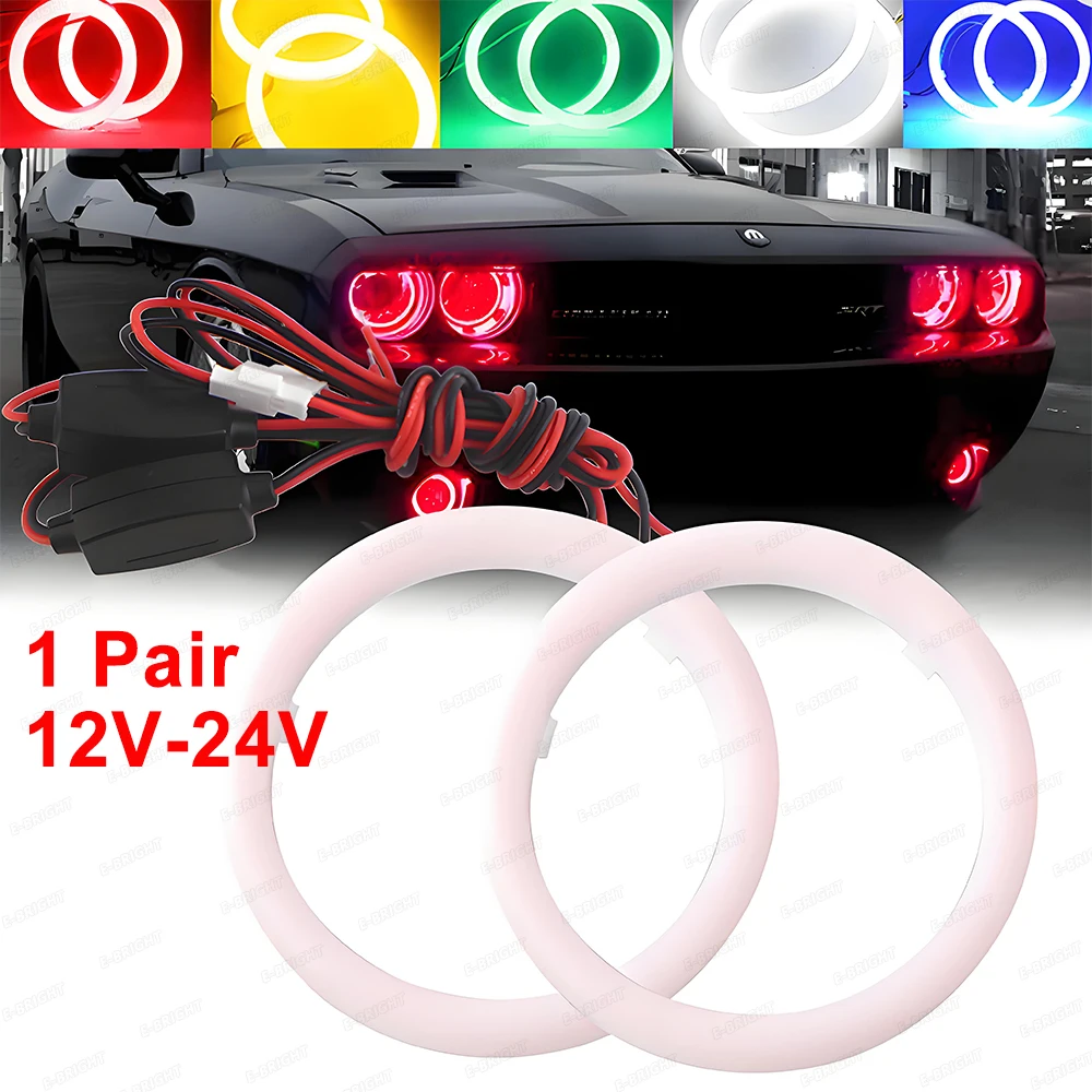 1 Paire d'anneaux lumineux LED COB Angel Eyes 12V 24V pour voiture, moto, scooter, phare décoratif, feux de brouillard, feux de position 60 70 80 90 100 110 120mm