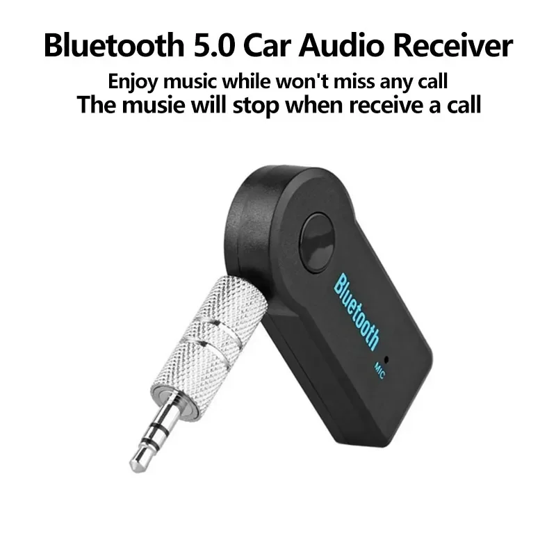 Wireless 2‑in‑1 Bluetooth 5.0 Receiver Transmitter 3.5mm AUX Adapter Handsfree Call for Car Headphones Speaker