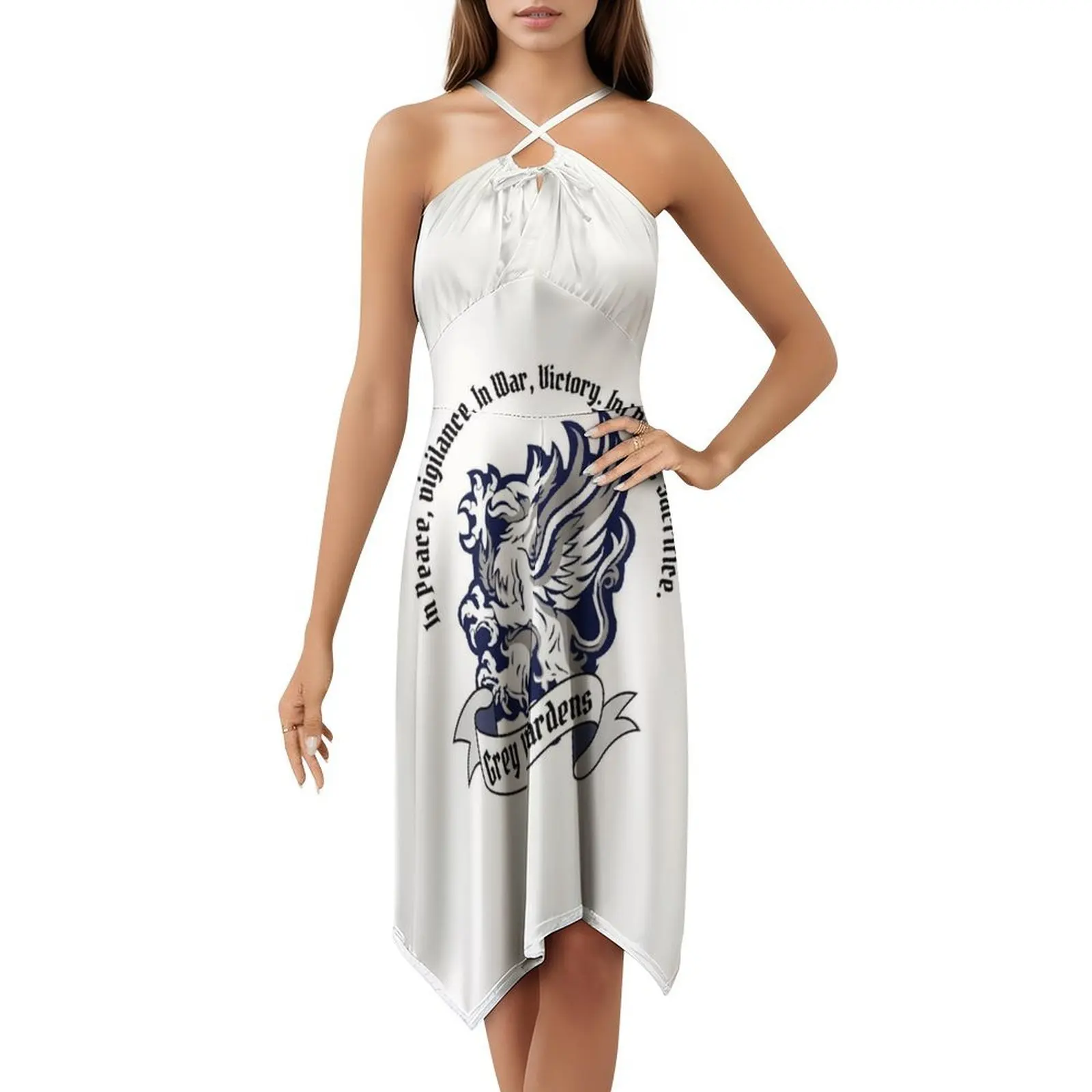 فستان Gray Wardens Dragon Age Origins بشعار وإقتباس بوهو شيك أنيق على الشاطئ وحفلات الزفاف وعصر التنين وعصر التنين