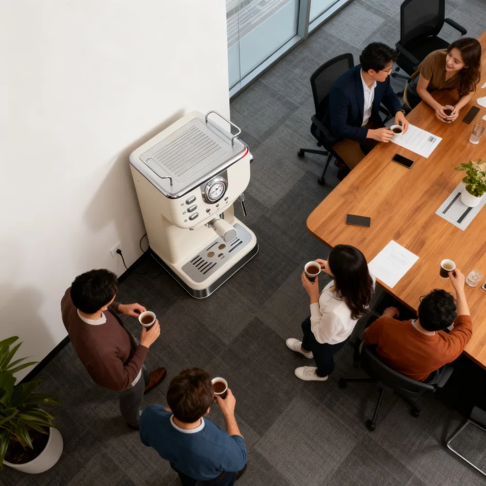 1 قطعة ماكينة صنع الاسبريسو بالضغط المحمولة شبه الأوتوماتيكية ماكينة القهوة للاستخدام المنزلي والمكتب مع وظيفة مزبد الحليب بالبخار