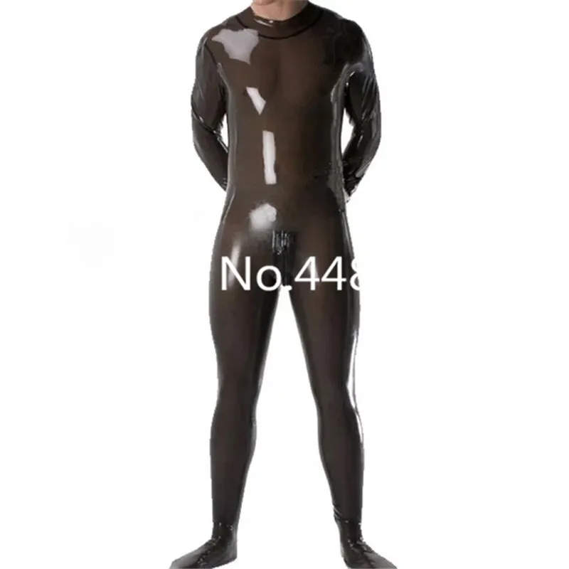 

Latex Catsuit Fashion Full Body Men Fetish Rubber Club Bodysuits Costume with Crotch Zip Socks Plus Size (no gloves)