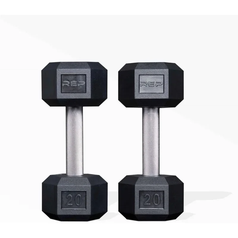 

Rep Fitness Rubber Hex Dumbbell(s) - Singles (55LB ) And Pairs (5LB - 50LB) - Low Odor,Fully Knurled Handle