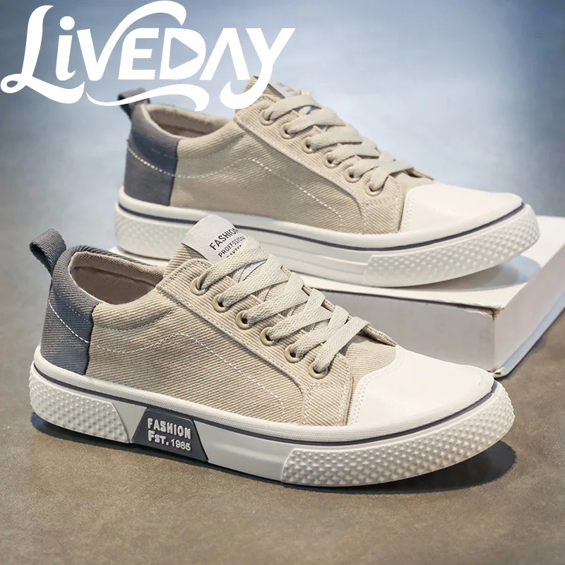 

Новые мужские весенние парусиновые туфли, удобные туфли для скейтбординга, износостойкие модные простые повседневные кроссовки на шнуровке с низким берцем