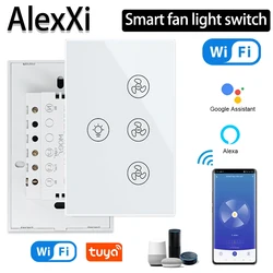 AlexXi Smart Home Wifi Fan Light Switch AU/US Ceiling Fan Lamp Switch Tuya Speed Control Works With Alexa Google