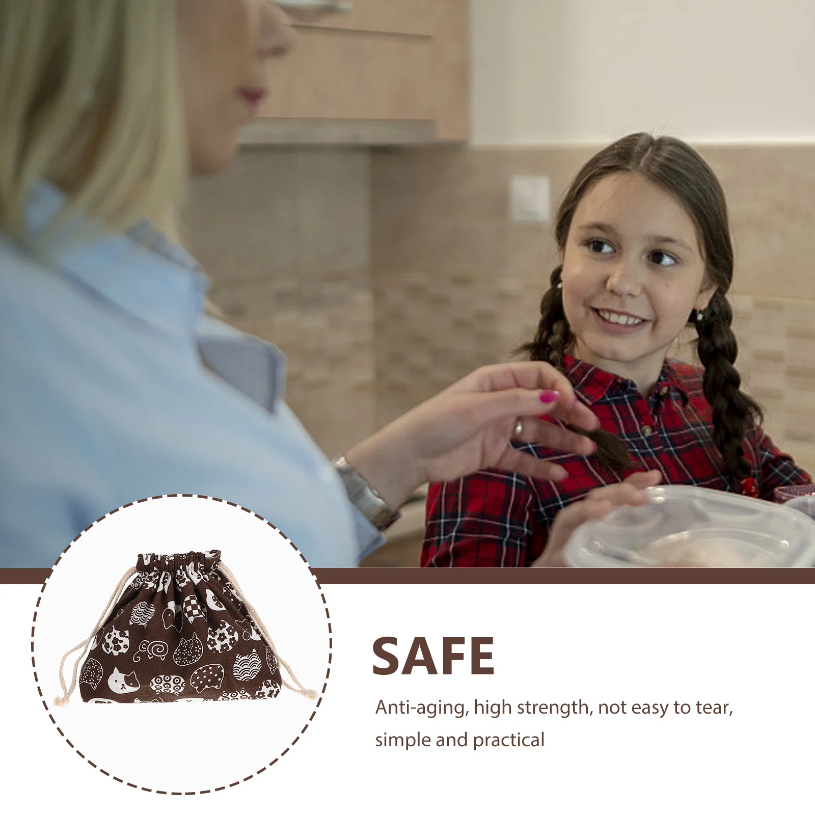 

Lightweight Large Capacity Portable Lunch Box Storage Women Wear-Resistant Bento Carrier Easy Cleaning Multi-Use Food