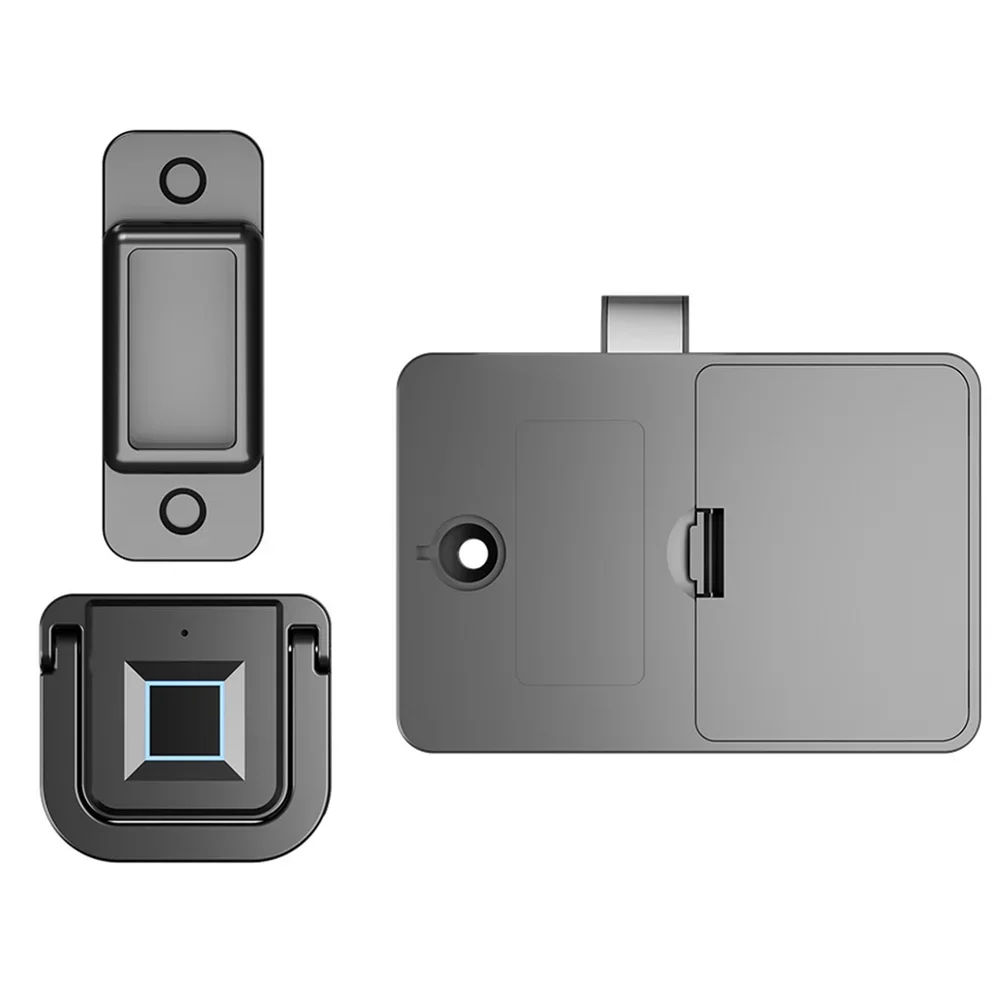 Type C Supported Fingerprint Drawer Lock for Cabinets and Drawers Stores 20 Fingerprints Uses ABS Material and Includes Handle