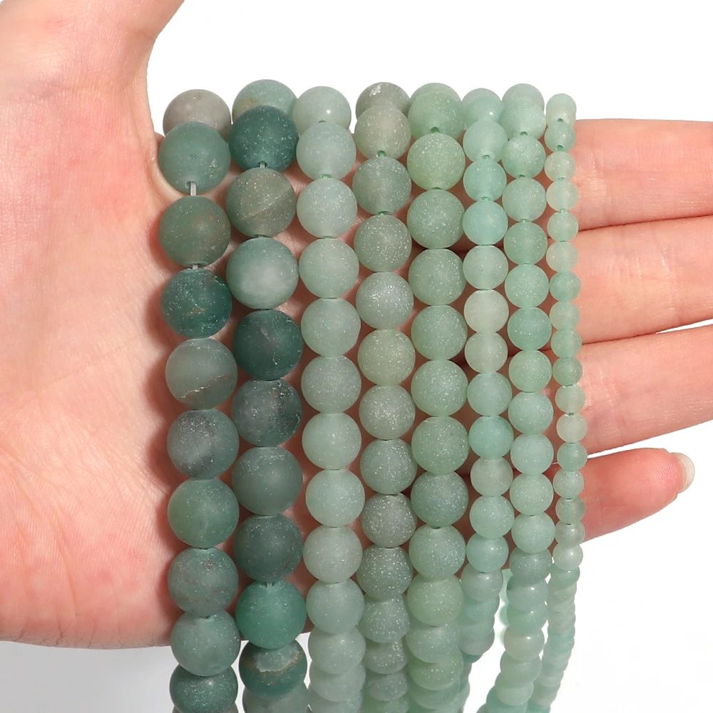 Natürliche grüne Aventurin-Steinperlen, 4, 6, 8, 10 mm, matt, rund, Edelstein, lose Distanzperlen für DIY-Armbänder, Halsketten-Zubehör