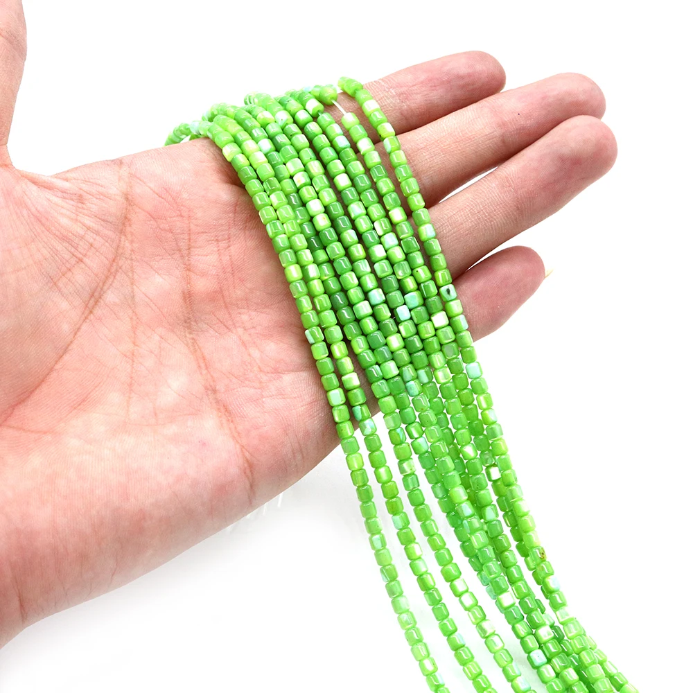 أنبوب دائري على شكل شل الخرز 3-4 مللي متر متعدد الألوان الصباغة الطبيعية أم اللؤلؤ فضفاض حبة 1 حبلا DIY بها بنفسك مجوهرات الأزياء