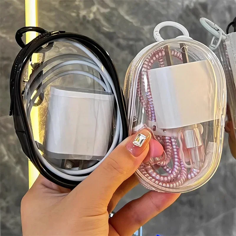 Transparent Data Cable Charger Storage Bag Cable Organizer Waterproof Travel Bag Organizer Mobile Phone Charger Protective Case