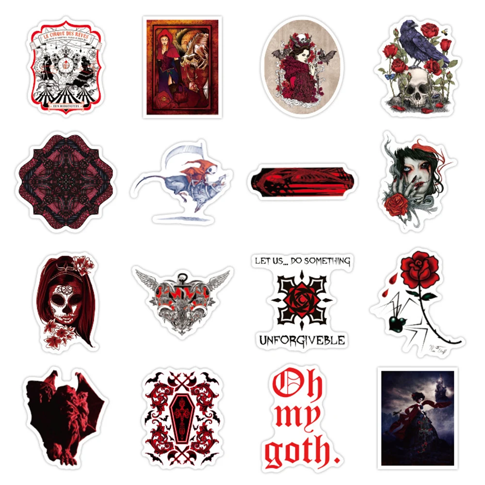 10/25/50PCS Cool Gothic Punk Rose Skull Graffiti Stickers Decals Kids Toy DIY Diary Suitcase Scrapbook Phone Bike Decoration