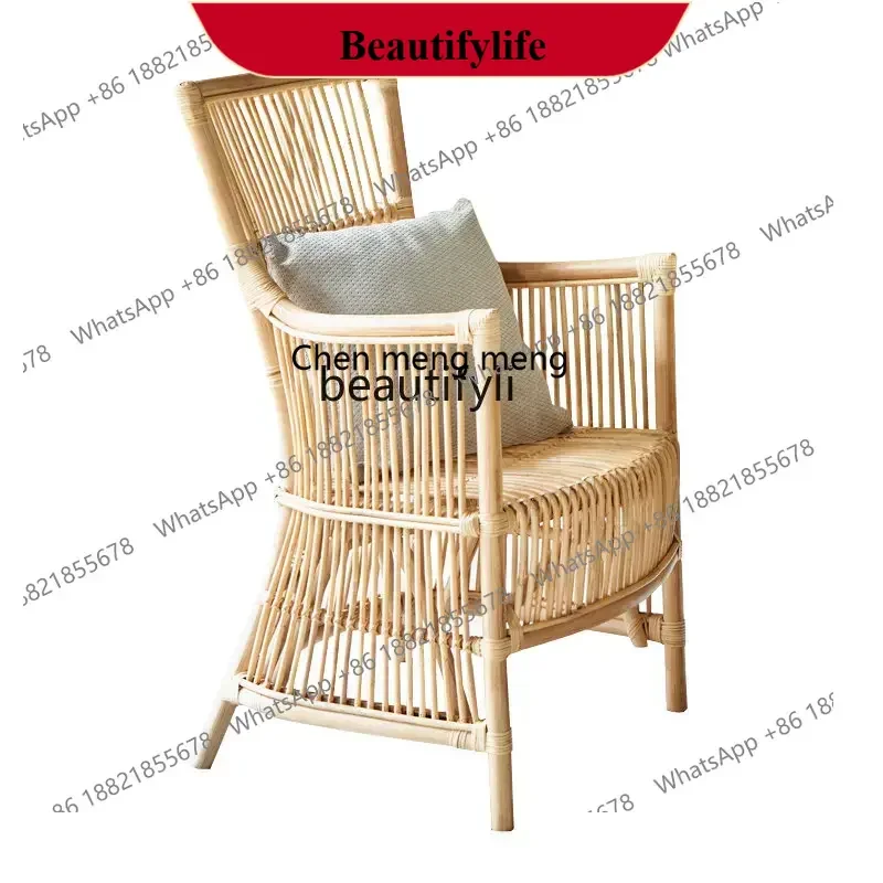 

D178 Y yj Rattan Dining Chair Balcony Outdoor Backrest Natural Indonesian Rattan Chair Bamboo Chair Nordic Homestay Creative Cou