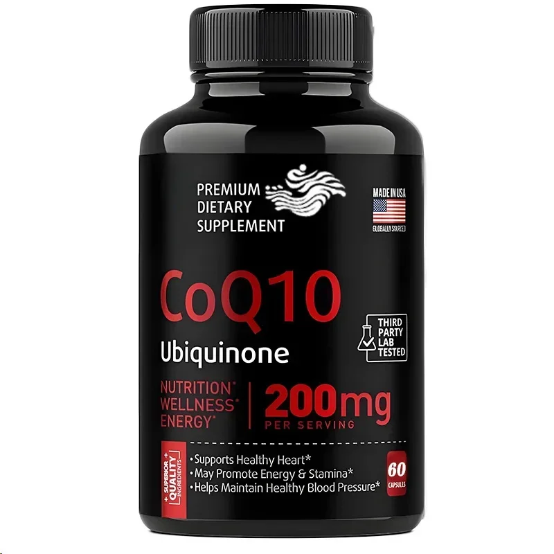 60 Capsules Coq10 200mg Antioxidant Supplement with High Absorption Promotes Cellular and Overall