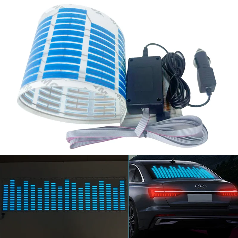 

90x25 Car RGB LED Music Rhythm Flash Light Sound Activated Sensor Equalizer Rear Windshield Sticker Styling Decoration Neon Lamp