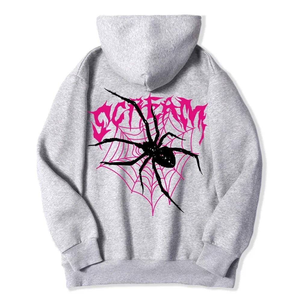 Scream Spiders & Cobwebs Printing Women Hoodies Harajuku Oversize Hoody Fashion Loose Clothing Comfortable Sweatshirt Female