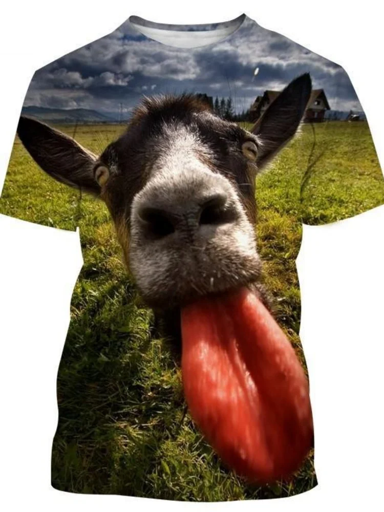 

New in Tops & Tees Men Cute Sheep 3D Printed Short Sleeve Summer Outdoor Refreshing Sunny Wind Tops Large Size Men's T-Shirt