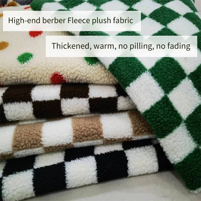 Thickened Short Hair Plush Fabric By The Meter for Needlework Autumn Coat Hoodies Dolls Diy Sewing Cloth Warm Soft Bear Plaid