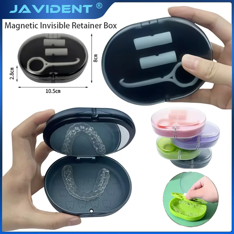 1Pcs 2 Layers Dental Retainer Case With Mirror Aligner Chewies Removal Tool Braces Orthodontic Box Fake Teeth Mouth