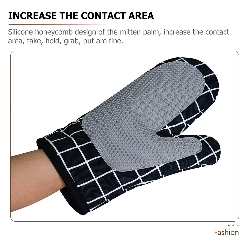 

Heat Resistant Oven Mitts Premium Cotton Silicone Kitchen Gloves for Baking Cooking Camping Gifts Microwave Safe