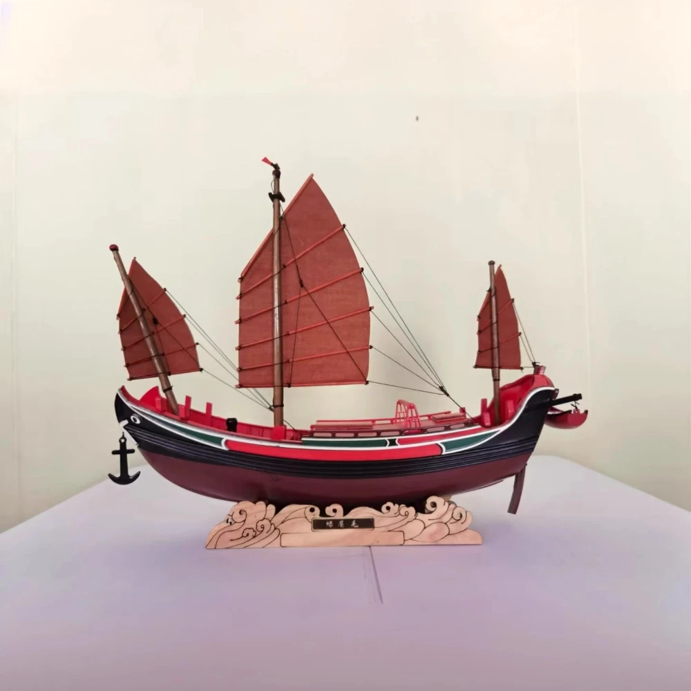 

28cm Chinese Retro Sailboat Model RTR Version Solid Wood Hand Carved Smooth Sailing Ornament Home Decoration Business Boat Gift