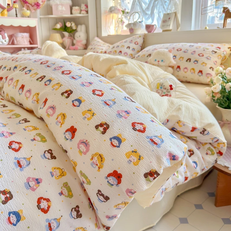 1pc Double-layer Gauze Duvet Cover Breathable cobre leito casal Single/Full/Queen Size Printed Quilt Cover housse de couette