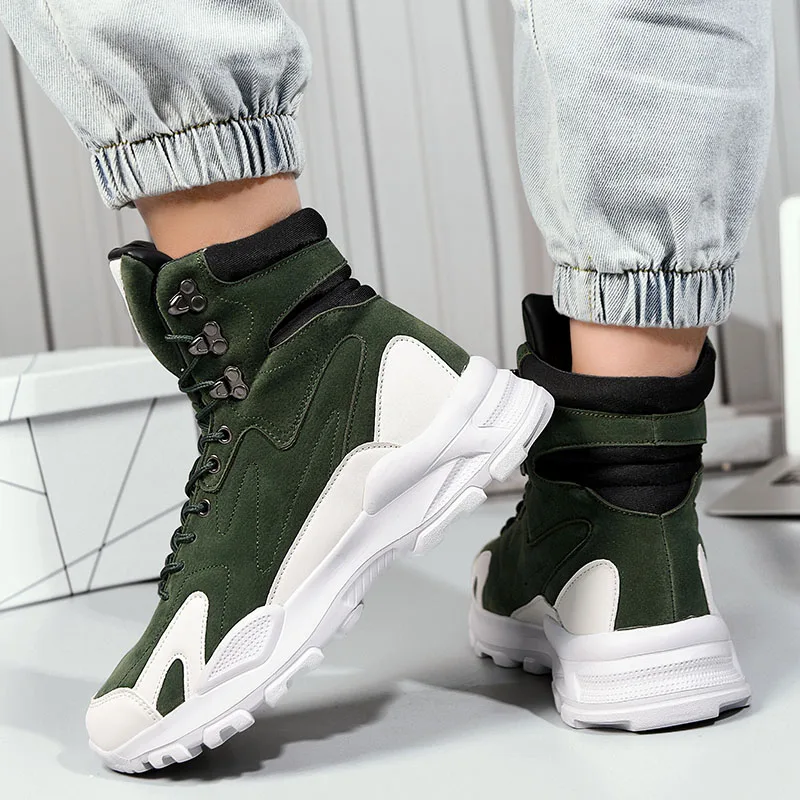 Fashion Men\'s Boots Comfortable Men Casual Shoes Breathable High Top Sneakers for Men Outdoor Non Slip Mens Ankle Boots Platform