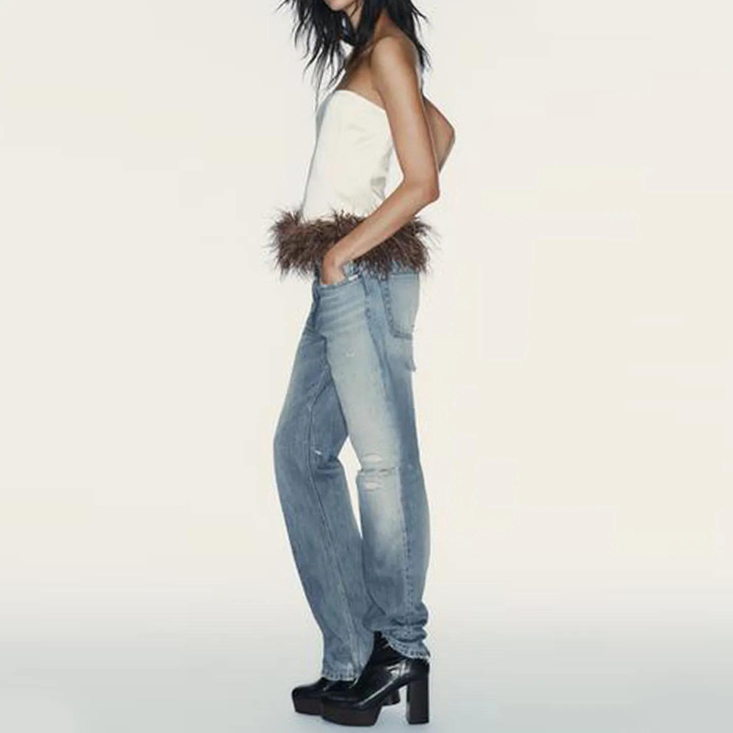 Z Damen-Oberteil mit Reißverschluss, SLE-Federbesatz, schlichtes Design, erschwinglich, Neuankömmling, ort Länge, Farbe Winter 2025,