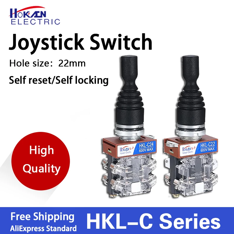 22mm Joystick Switch Momentary 4 position 4NO self Latching Spring Return Wobble Stick Monolever Rocker Cross Switch HKL-C24