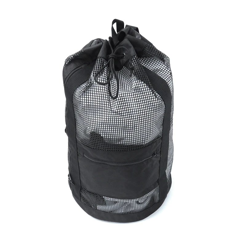 Scuba Snorkeling Spearfishing Freediving Cruise Mesh Duffle Bag With Shoulder Strap Durable Easy Install Black