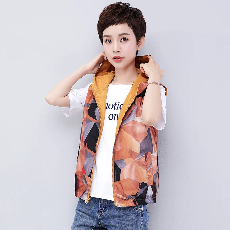 Double Layer Wearable Women's Vest Spring Summer Waistcoats Short Thin Coat Loose Flower Horse Jacket Female Sleeveless Jacket