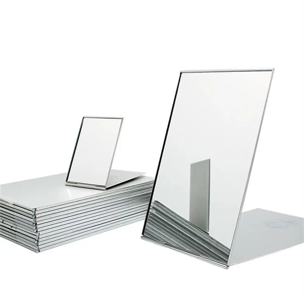 Espelho dobrável de alumínio bolso mini portátil espelhos de maquiagem viagem mão pequeno espelho vaidade dobrável compacto cosméticos ferramentas