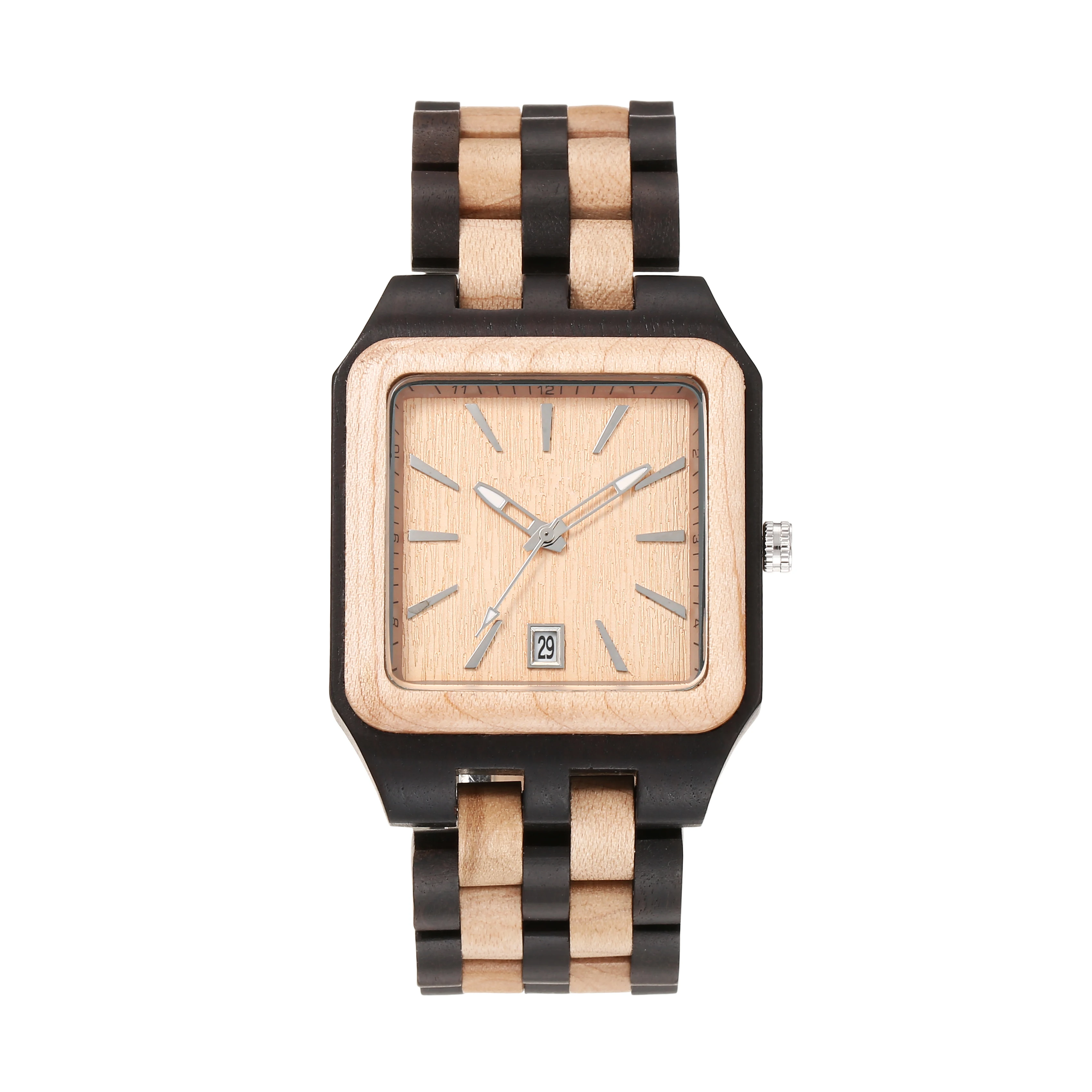 Men's Retro Simple Creative Lightweight Calendar Watch Dial Design Classic Fashion Pure Natural Wooden Square Watches