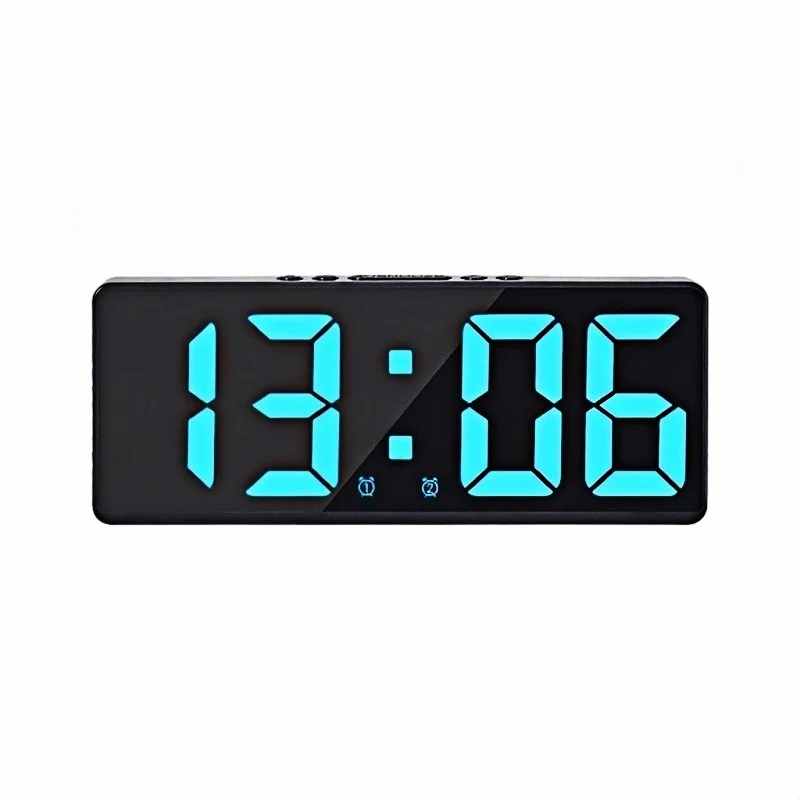 Digitaler Wecker mit Sprachsteuerung, Temperaturanzeige, Datumsanzeige, Schlummerfunktion, Nachtmodus, Tischuhr, 5 Helligkeitsstufen, 12/24-Stunden-Anzeige, LED-Uhr für das Wohnzimmer.