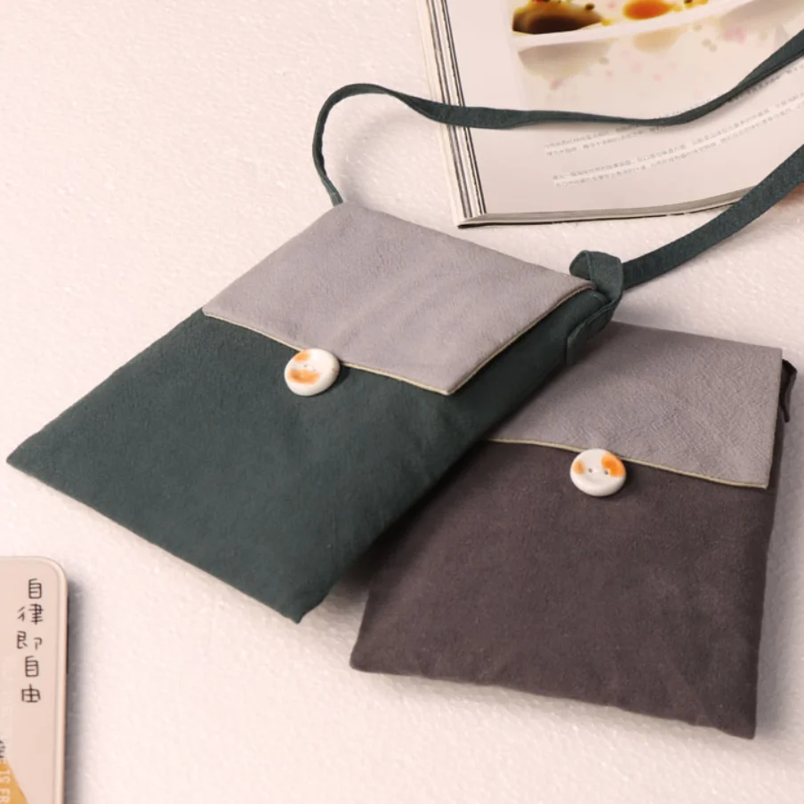Hand-Stitched Cotton Linen Crossbody Pouch for Women Patchwork Phone Shoulder Bag Lightweight Mini Coin Purse for Lipstick