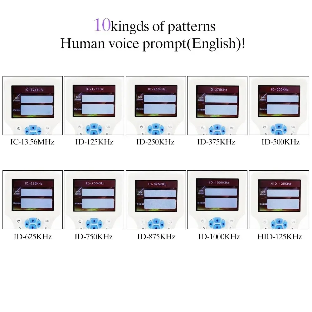 IDICW01 RFID Reader Writer Copier Duplicator IC ID with USB Cable for 125KHz 13.56MHz Cards LCD Screen Duplicator English