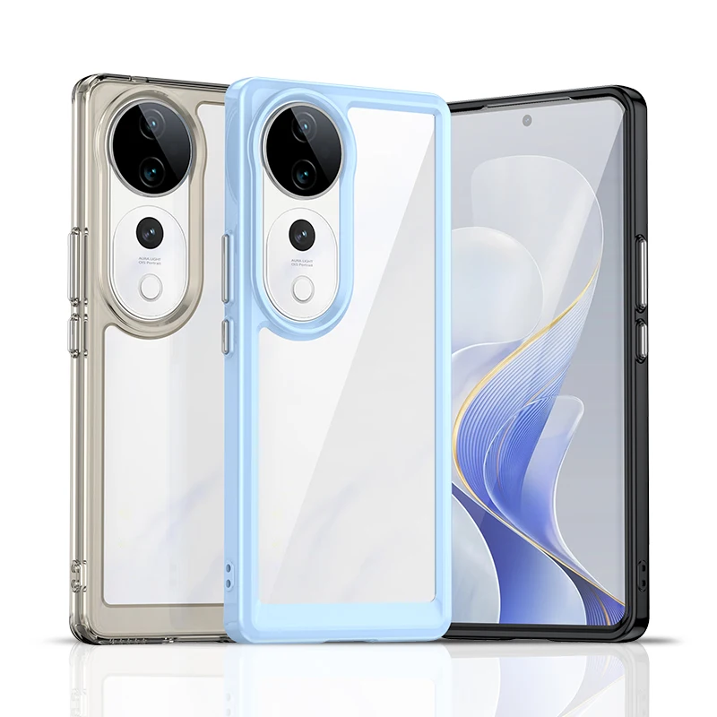 Clear Acrylic Case for vivo V40 V 40 Luxury Silicone Protection Hard Transparent Shockproof Phone Cover vivoV40 V2348 Shell