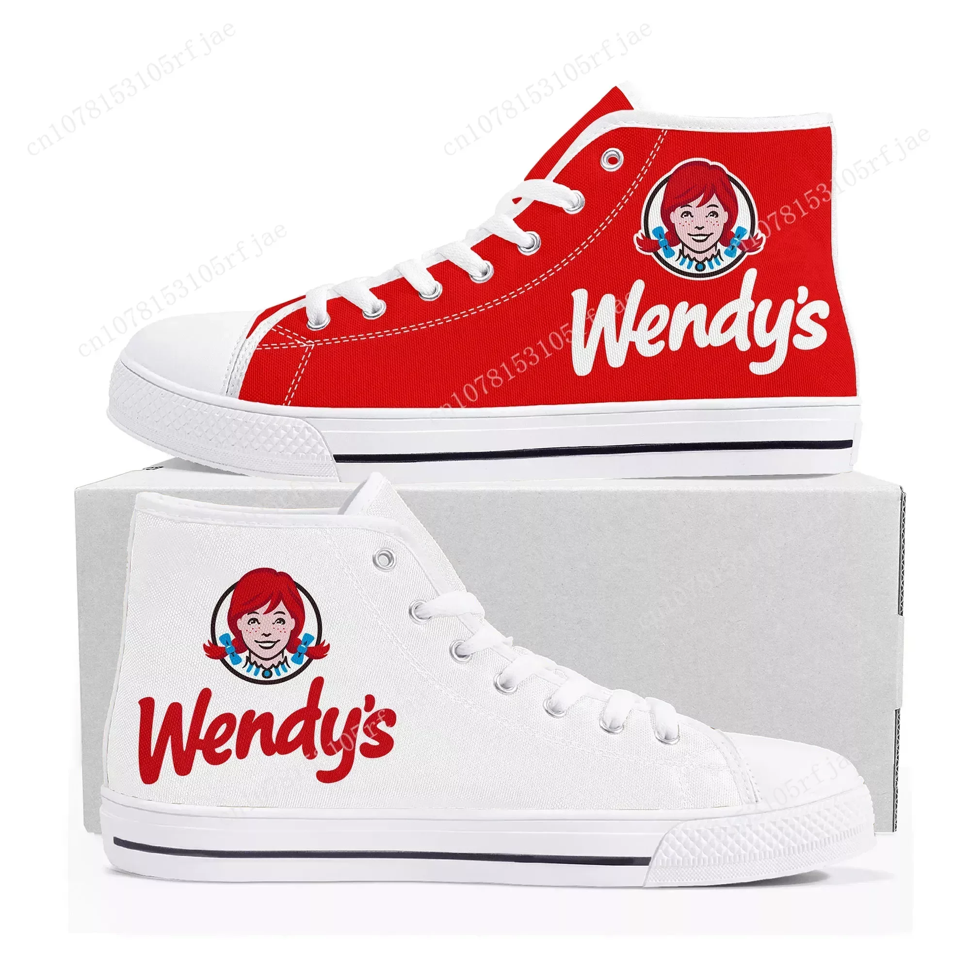 جديد Wendys Fast Food Restaurant Logo أحذية رياضية عالية الجودة للرجال والنساء المراهقات من القماش أحذية رياضية مخصصة للزوجين