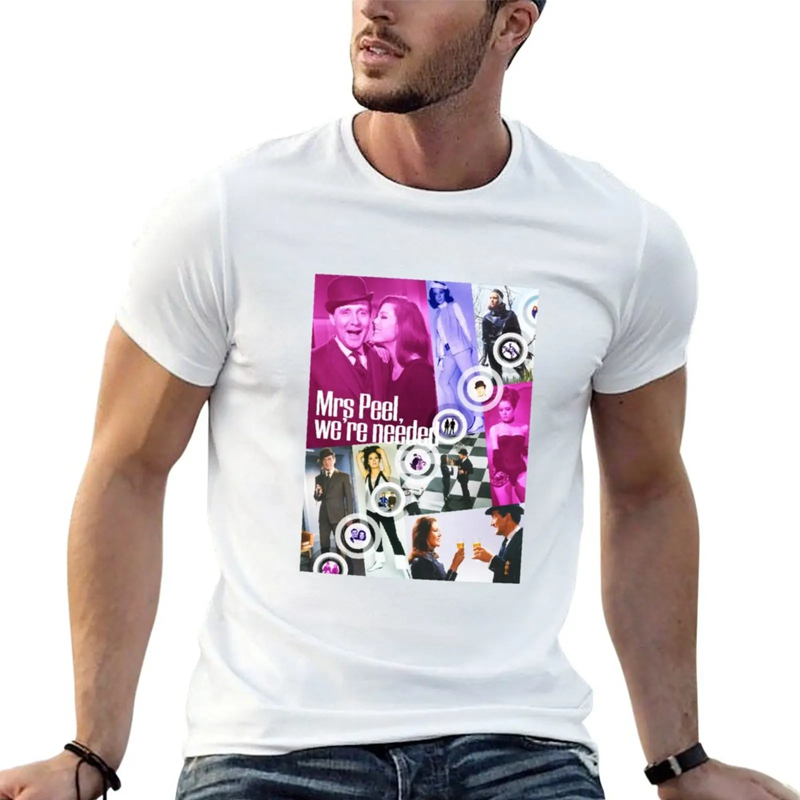 JOHN STEED and EMMA PEEL Spy-fi 1967 POP ART Classic T-Shirt Plus Size Everyday Tee Shirt